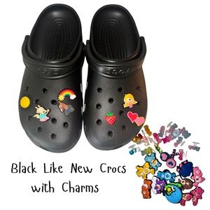 Black Like New Crocs With Charms See Description And Photos For Details